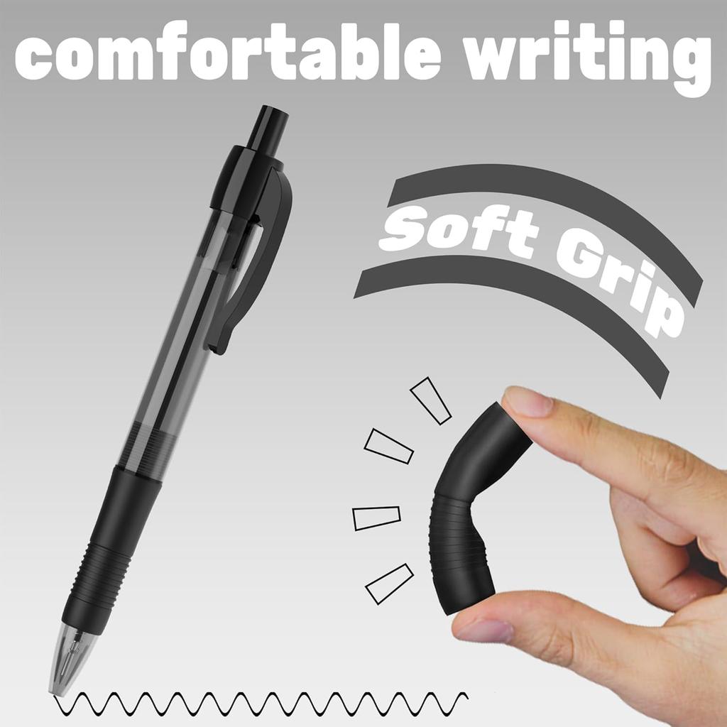 Deegtran Pens Bulk, 30 Pack No Bleed Black Ink Click Pens with Soft Grip, Wholesale Retractable Ballpoint Pens for Office School, Medium Point Smooth