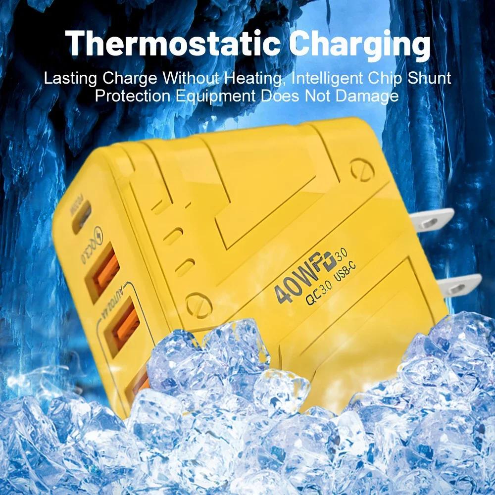 40W USB Chargers Type C Phone Fast Charging Adapter 3 USB 1PD QC 3.0 Wall Charger for IPhone 16 15 14 Pro Max Samsung Xiaomi Huawei