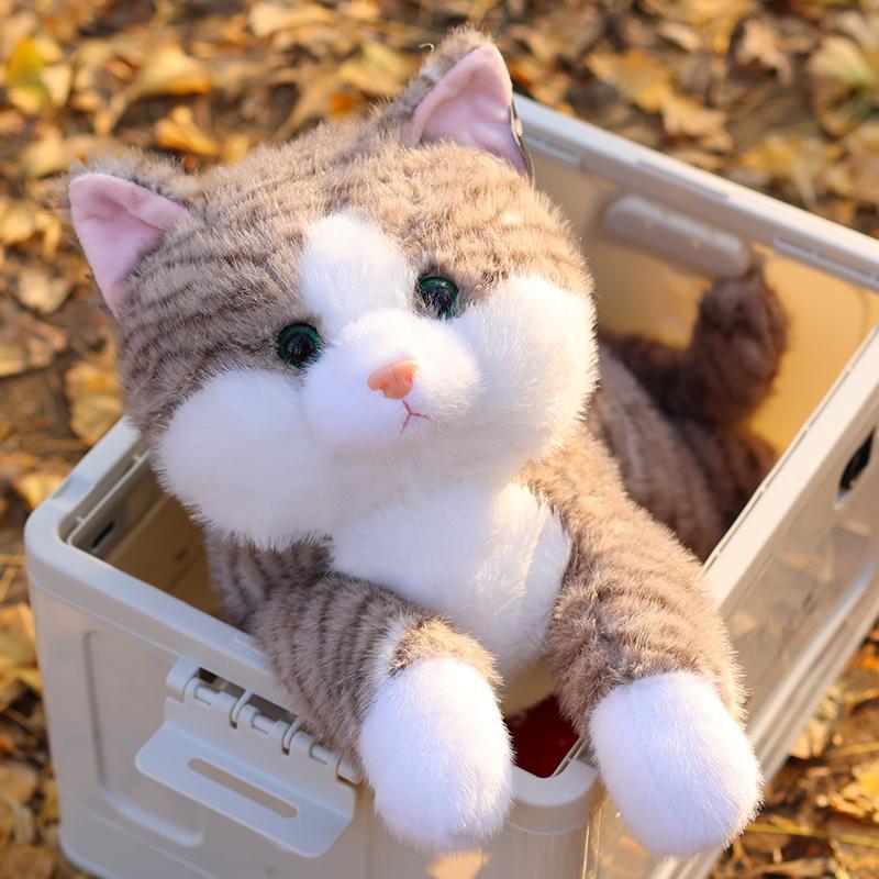 Hug baby simulation lying down cat throw pillow kitten doll plush toy sleeping hug doll girl birthday gift