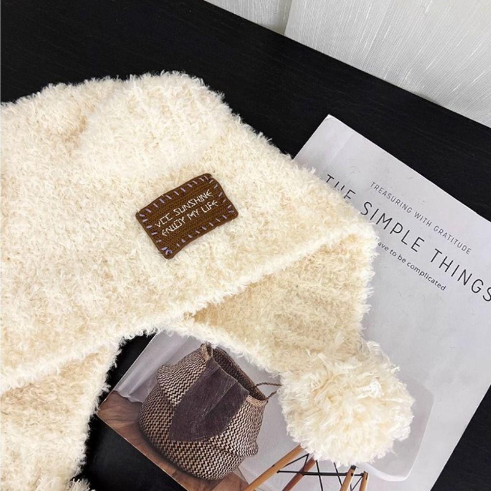 Fluffy Little Bear Ears Hat Bear Ears Winter Plush Hat Personality Knitted Cap  Female/Girls