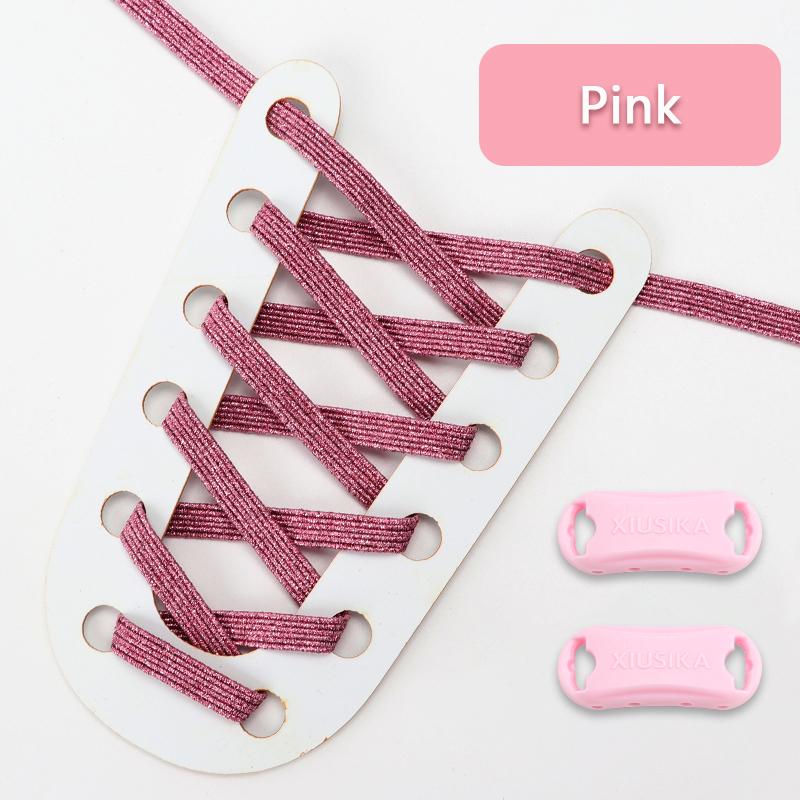 1Pair Glitter Shoelace Rainbow Elastic Laces Sneakers No Tie Shoelace Innovation Flat Shoe Laces Without Ties for Kid and Adult