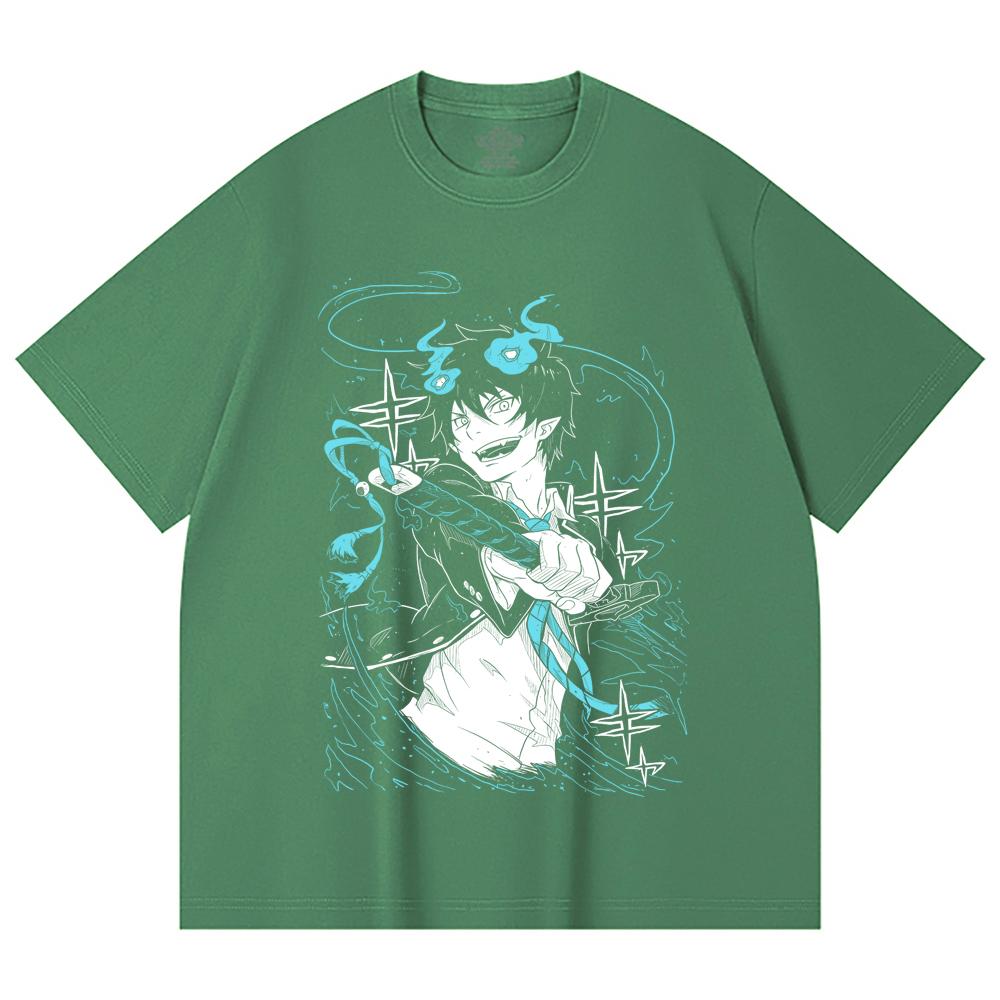 230 Gsm 100% Cotton Blue Exorcist V1 Rin Print Unisex Heavy Cotton T Shirt