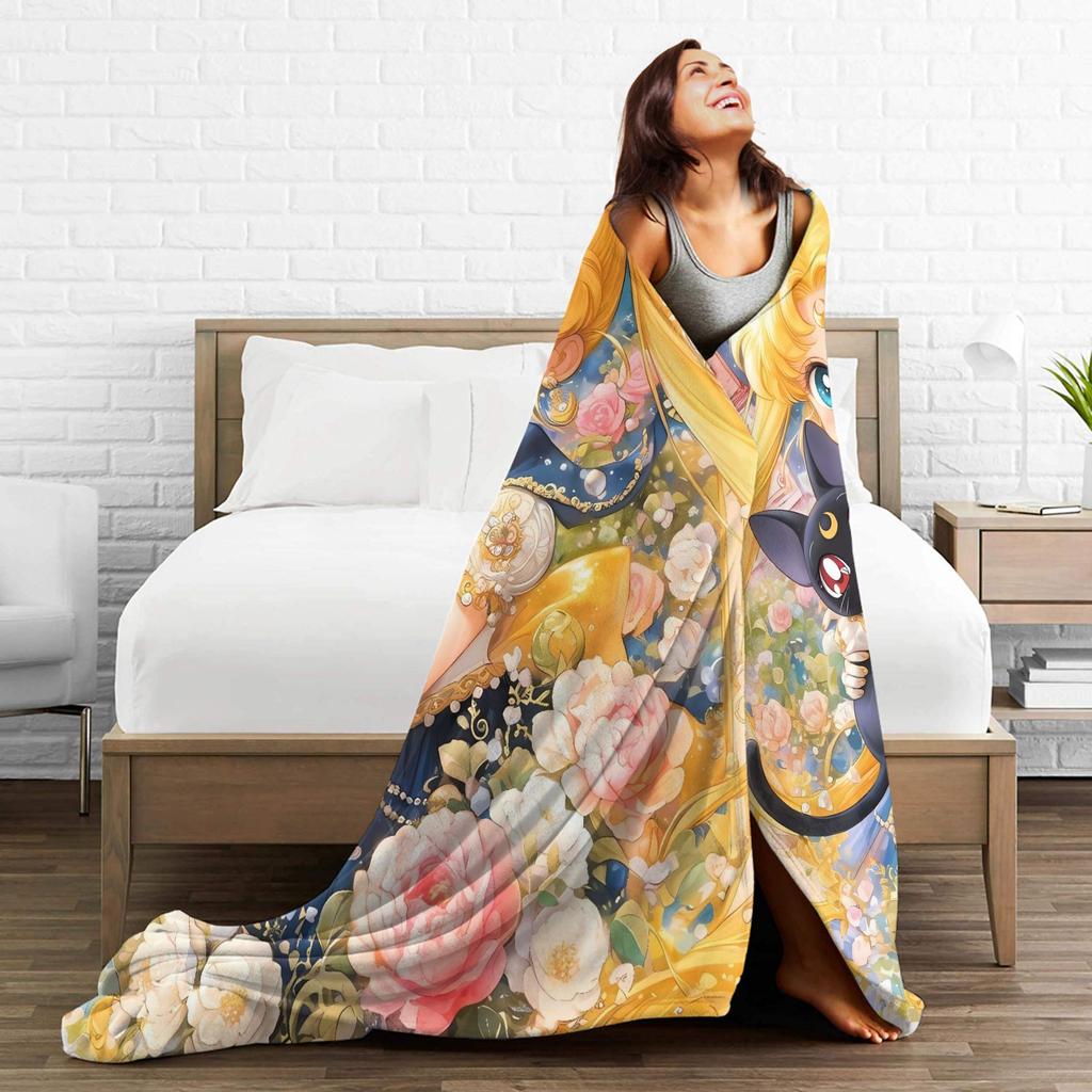 Sailor Moon Warm Blanket Child Plush Throw Blanket Funny Couch Bed Flannel Bedspread Sofa Bed Cover