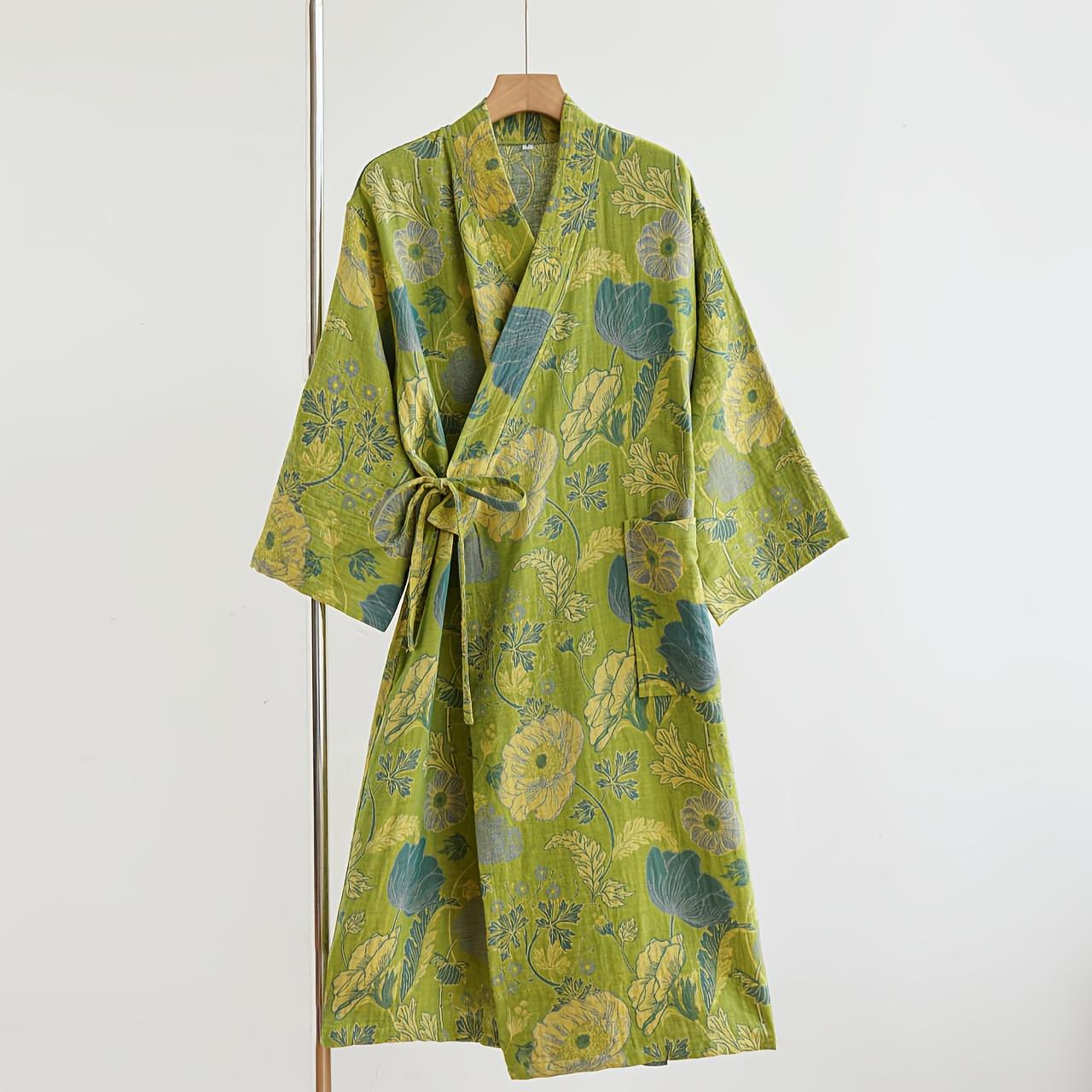 

Дышащее банное полотенце Машинная стирка Идеально для пляжа, бассейна, душа, прибрежной одежды Яркий дизайн кимоно Тканевые мочалки X&1pc зелёный