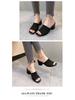 2024 Women's Fashion Chunky Heel Knit Wool Square Toe Sandals & Slippers