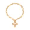 Design Liquid Metal Cross Pendant Necklace Femininity Slightly Inlaid Imitation Pearl Beaded Necklace