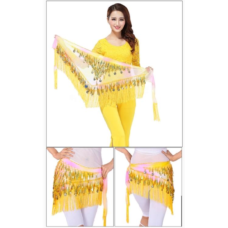 Flashy Belly Dancing Hip Wrap with Fringes Sparkly Waist Chain Hip Scarf