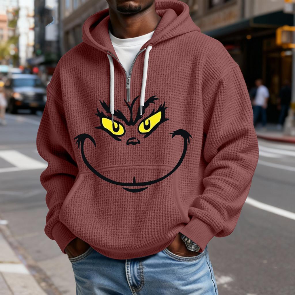 Mokaloha Men's Casual Solid Color  Zipper Long Sleeve Hooded Sweatshirt, Everyday Zipper Casual Long Sleeve T-Shirt