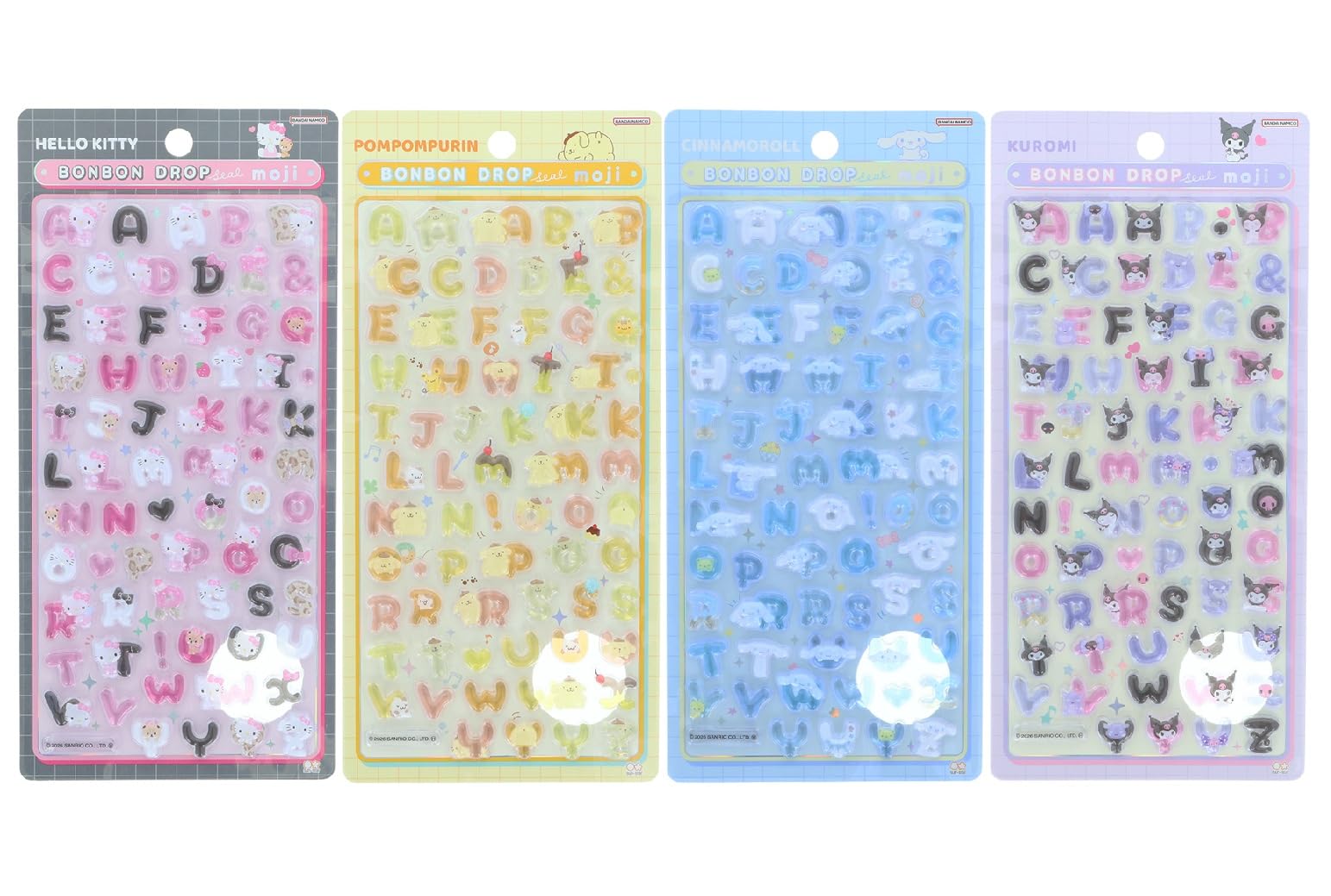 Stationery Bonbon Drop Stickers Sanrio Letters of Hello Kuromi PVC S8815550 S8815585 S8815593 S8815607 Sun-Star [Set 4] Kitty, Cool, Pompompurin,