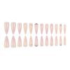 24pcs Long Pointed Press-On Nails With Floral Design Soft Skin Tone Rhinestone Accents Sweet INS Style Women