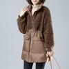 Women's Mid-Length Winter Lamb Wool & Cotton-Blend Jacket - Loose, Plus Size for Middle-Aged Women