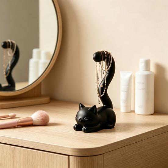 Katvormige Ringstandaard 3D Geprinte Kattenstaart Sieraden Displayhouder