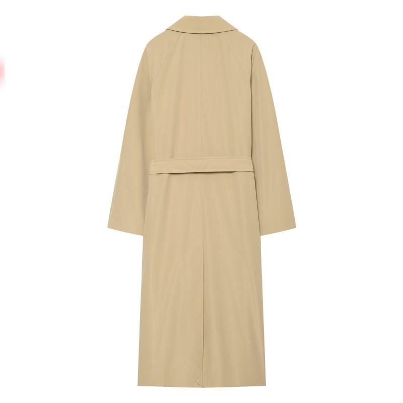 Womens Commuter Trench Coat Double-Breasted Elegant Style Mid-Weight Long Length XS-L Sizes