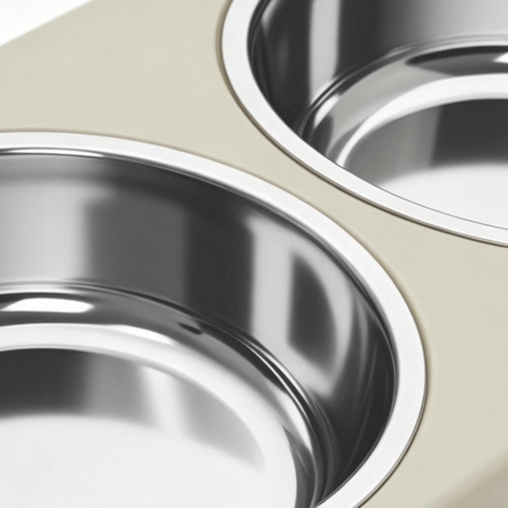 Dog Bowl Stand Anti-Slip Detachable Food Holder Station Dog Bowl Holding with Double Stainless Steel Dish for Home Living Room