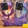 Golden Phoenix Purple For Xiaomi Redmi 13C Note13 12 Pro Plus 5G Note 9 13T Pro POCO X6 F5 F6 Black Tempered Glass Phone Case