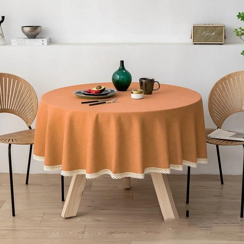 Fețe de masă din dantelă Fețe de masă rezistente la apă și ulei, ceai, cafea, husă de masă rotundă din bumbac, pentru decorațiuni de acasă, pentru petreceri de nuntă.