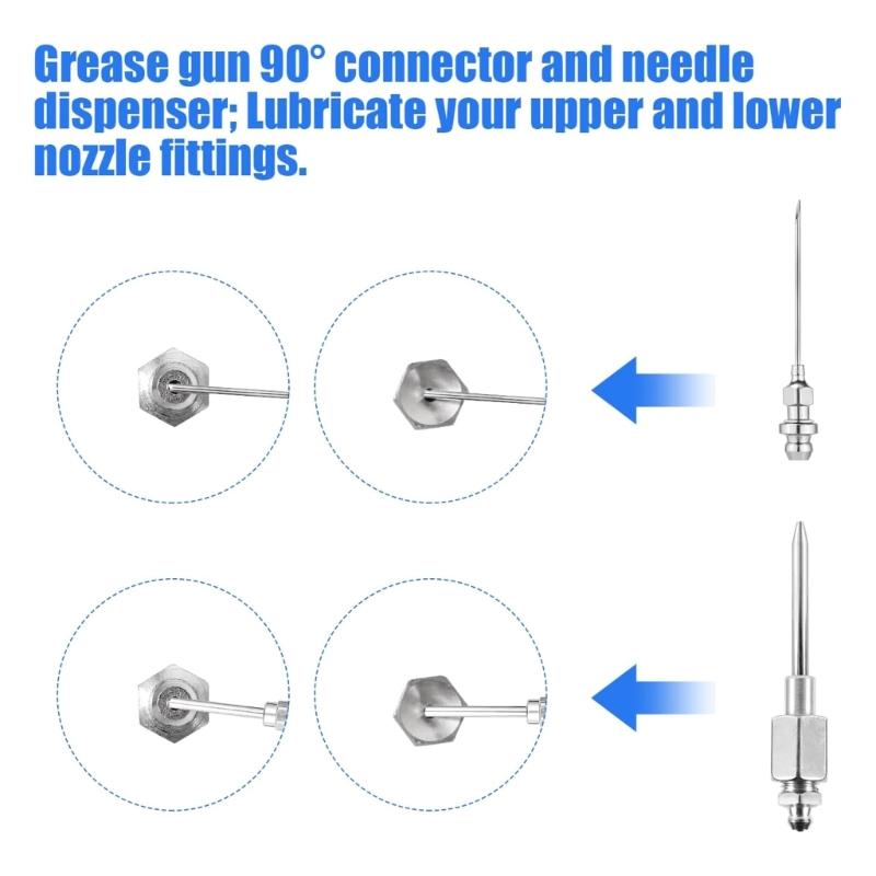 Grease Needle Nozzle Kit Hardened Steel Grease Injector Needle Grease Needle Dispenser Fitting Tool for Grease Injection