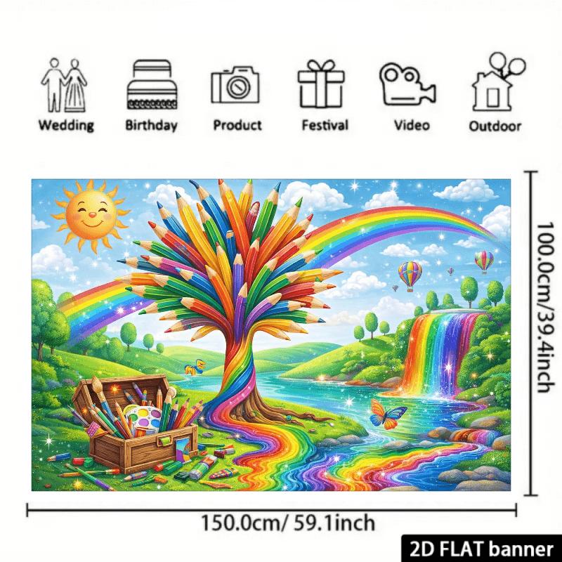 2D Plane, 1 Piece of Hot Air Balloon Themed Background Fabric, Suitable for Families and Offices