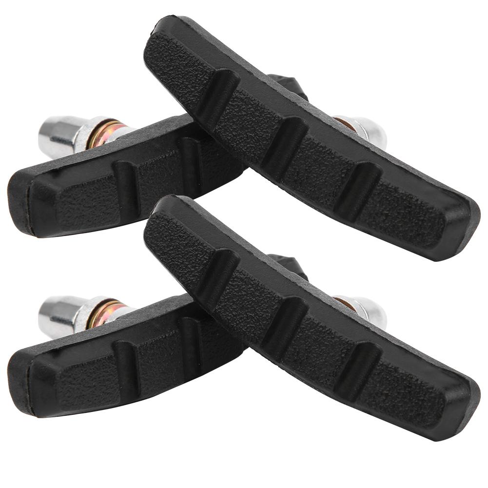 2Pair Mountain Bike V Brake Pad Road Bicycle Fixed Gear Rubber Brake Lining Silent Black