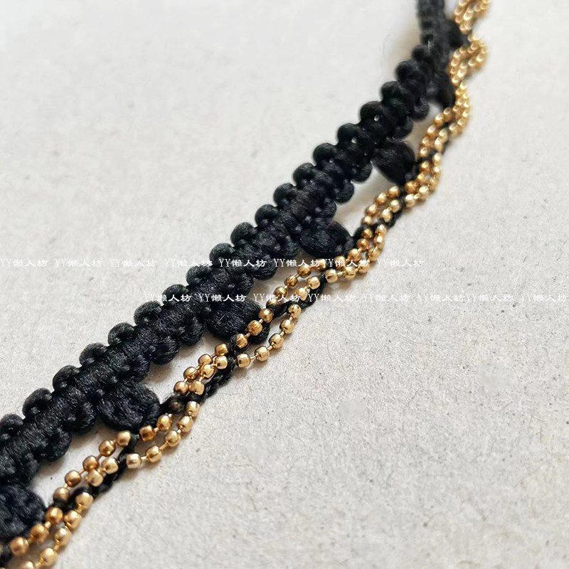 Bordure en Dentelle à Maillons Métalliques Noir et Or/Argent - 1 Mètre, Unilatérale, Fond Noir