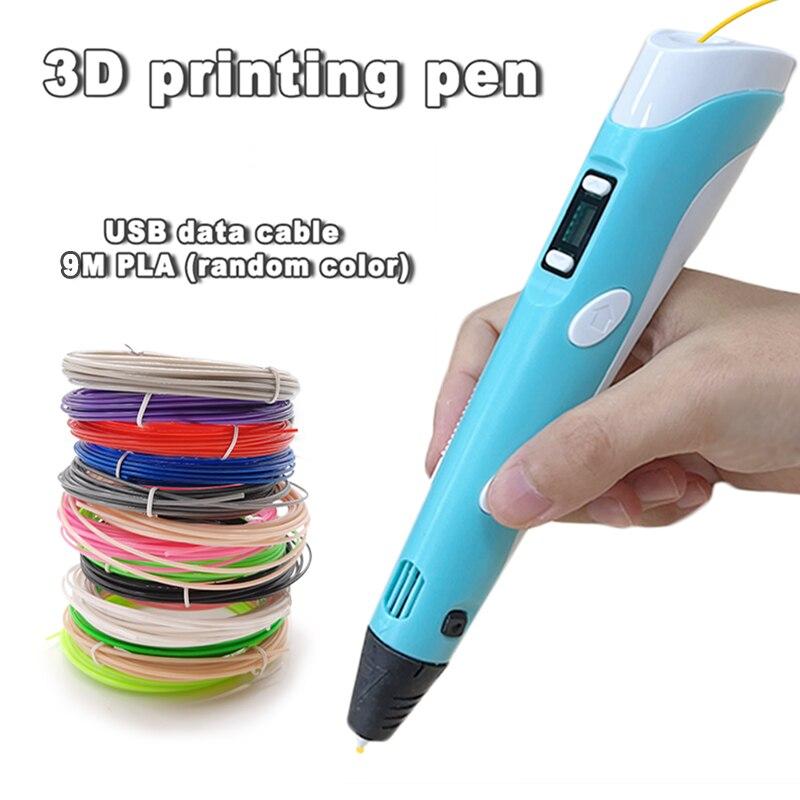 USB 3D Druck Stift DIY Zeichnung 9M PLA Filament Dreidimensionale Graffiti Spielzeug Kunst Werkzeuge Für Kinder Geburtstag Weihnachten geschenk