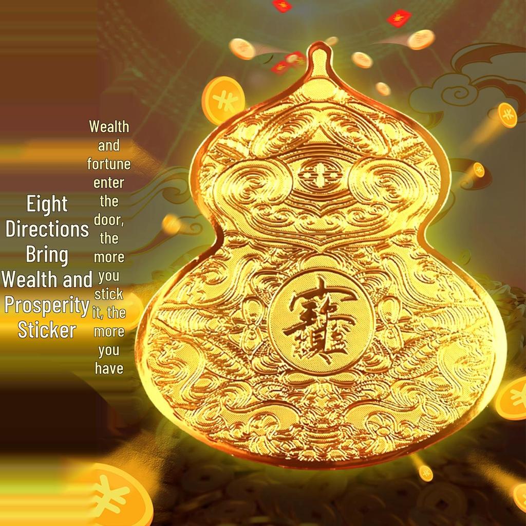 Open Door Gourd Gold Foil Sticker: Attract Wealth & Prosperity with Eight Directions Shoe Cabinet Design.