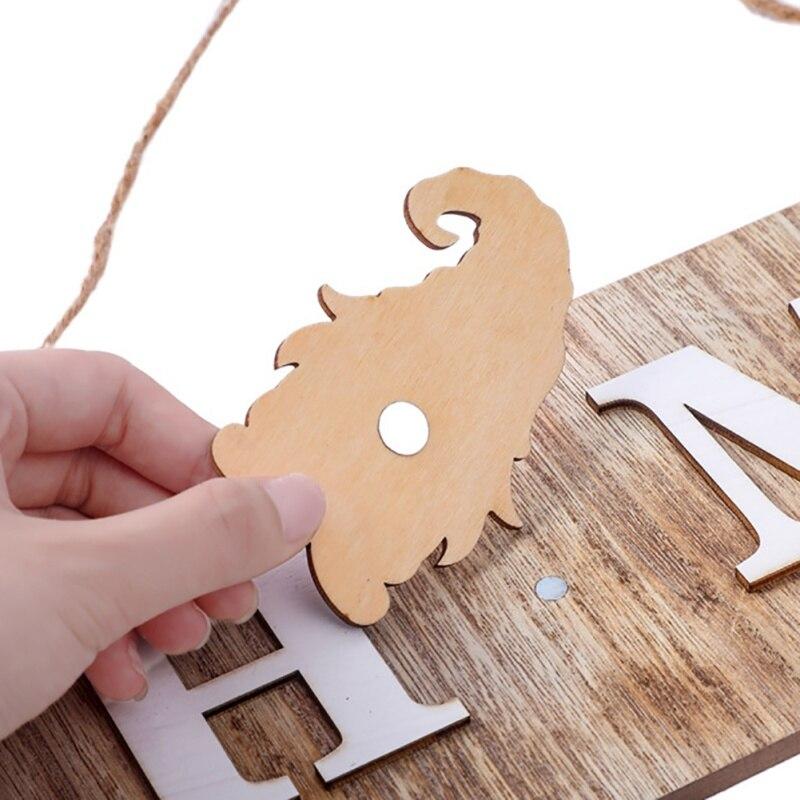 Door Welcome Hanging Ornament Christmas Gnome Welcome Home Door Sign Wooden Pendant Hello Door Decor Sign