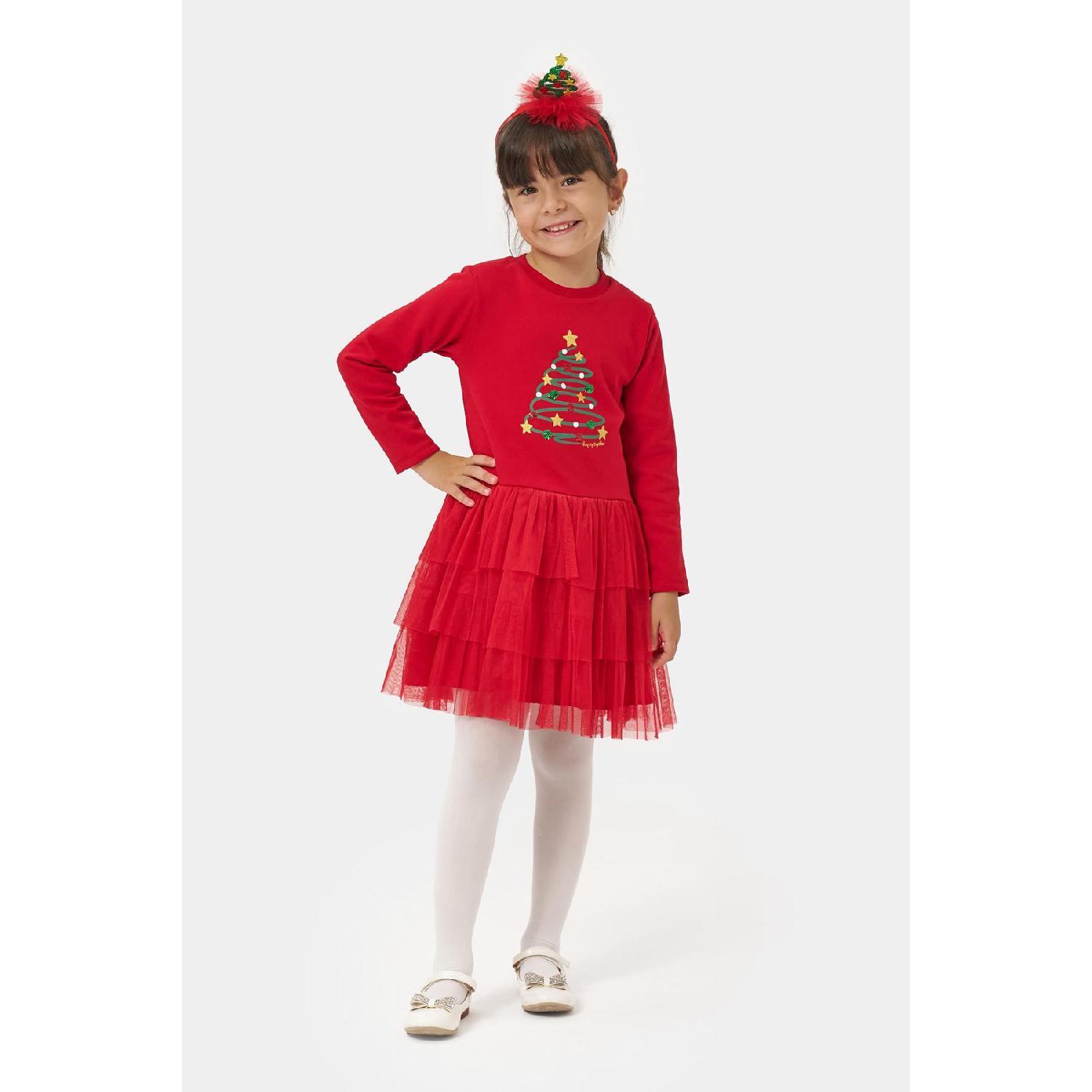

My Little Ones (ages 4-7) Pine Sequin Detailed New Year s Concept Girls Tutu Dress - Red 4 Yaş