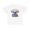 American Flag USA Bald Eagle Graphic T Shirt Men's Heavy Cotton Tee