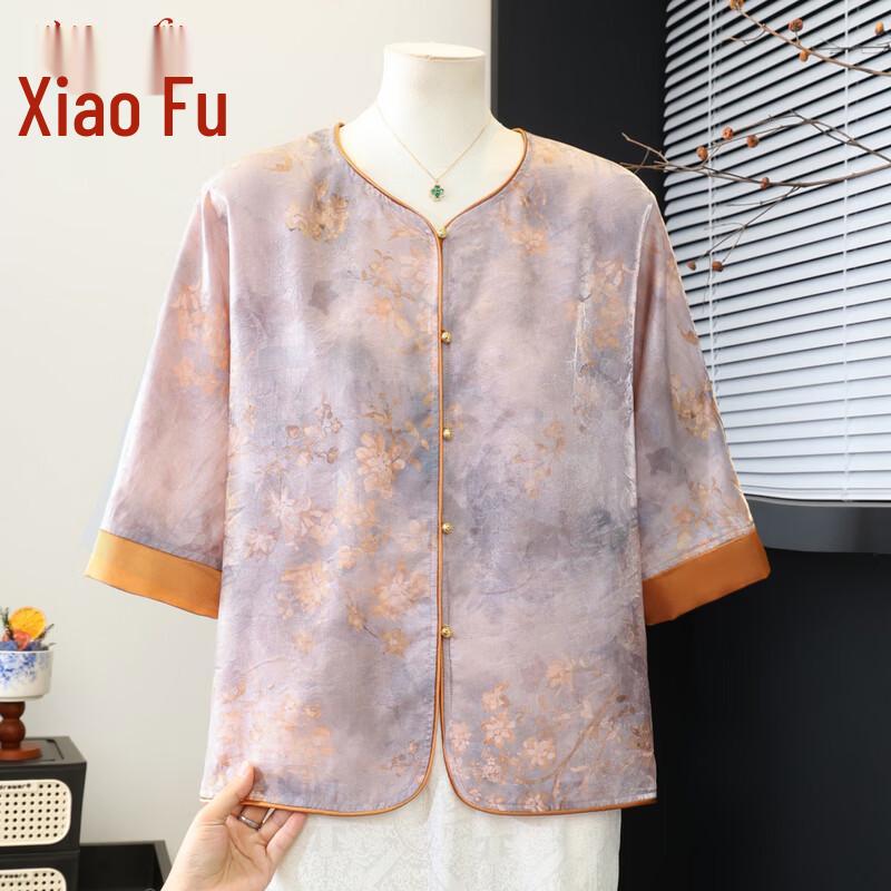 Women s New Chinese Style Floral Print Loose Blouse 3XL