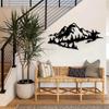 Black Metal Wall Decor Mountain View Art Rust Resistant Indoor Outdoor Home Nature Art Panel