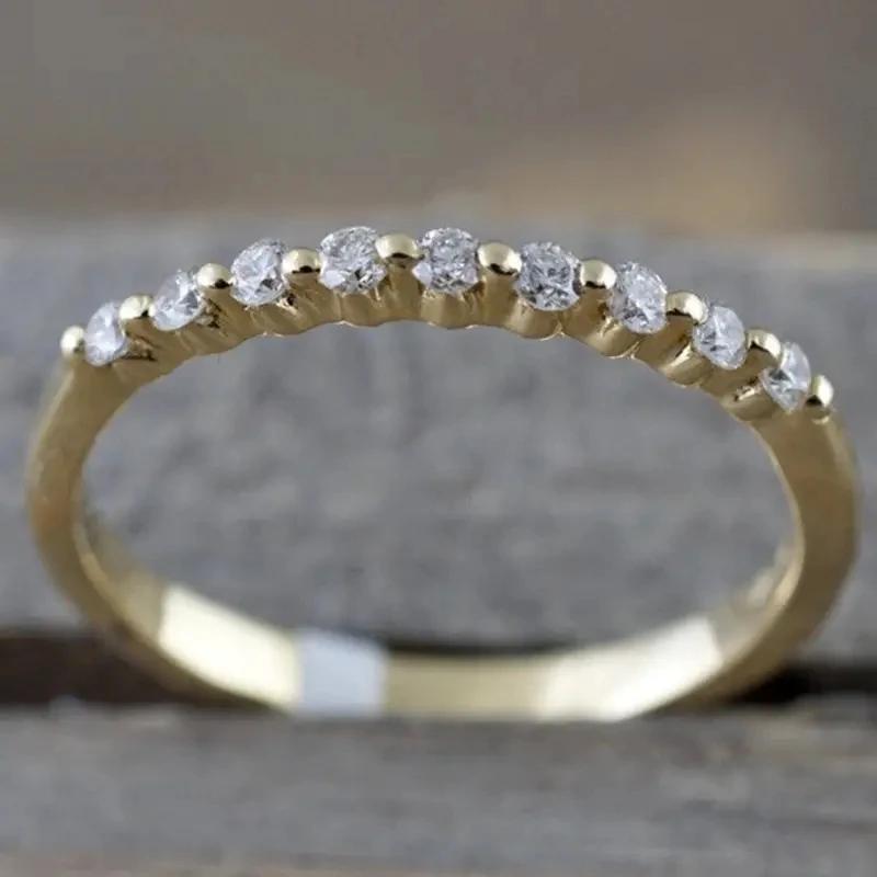 

Huitan Wedding Band Eternity Rings Women Brilliant Round Zirconia Luxury Engagement Tonk Elegant Women Jewelry Пряма поставка 11