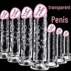 Jiuai Transparent Suction Cup Glass Dildo – Realistic Texture Adult Sex Toy