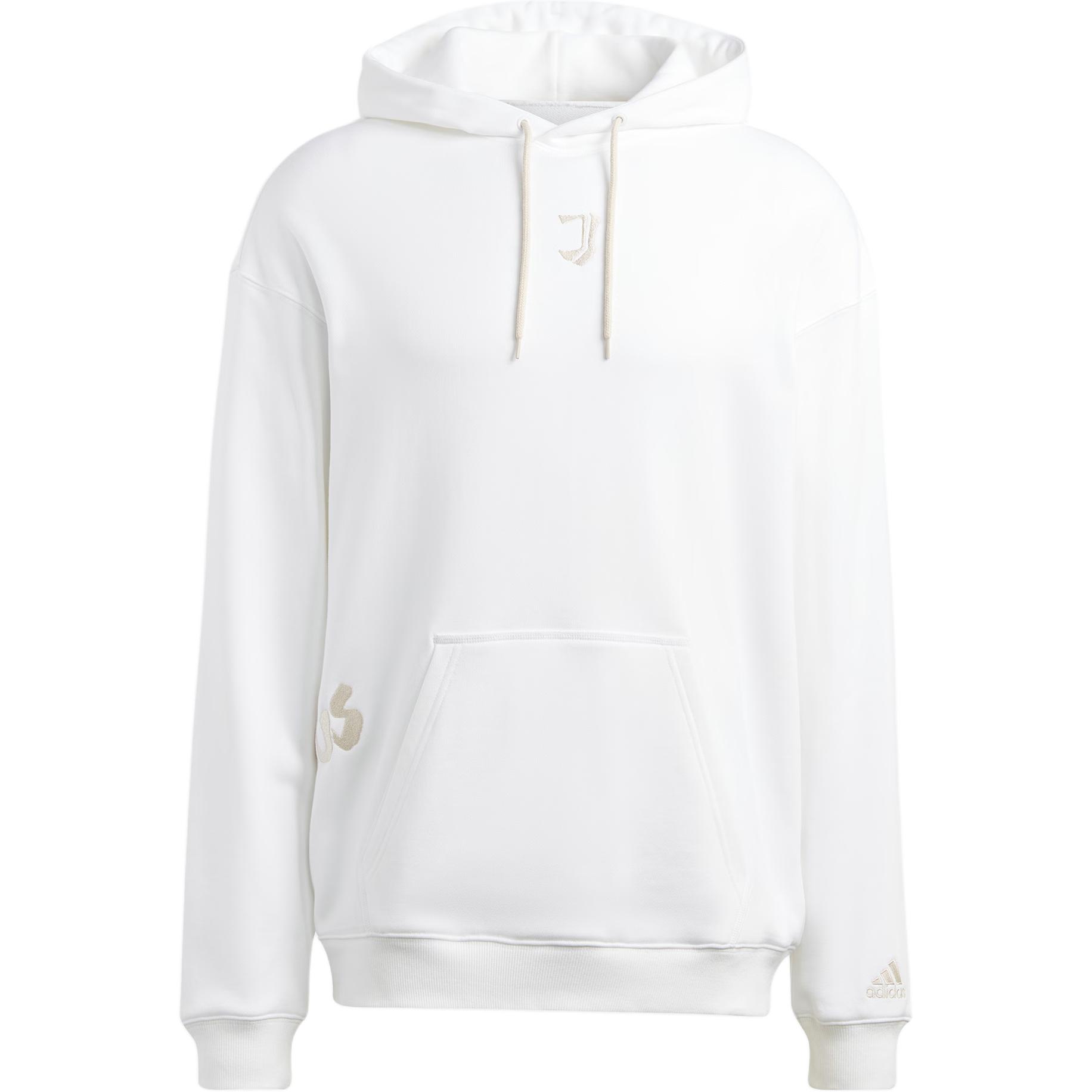 

Adidas Logo Вышитый пуловер с капюшоном с длинным рукавом Мужские топы Белый HS9802 XL