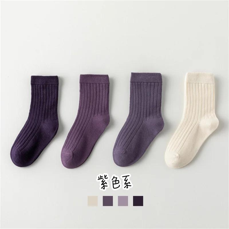 High Quality Autumn Winter New Kids Socks Solid Color Morandi Color Drawer Strip Baby Socks Versatile Boy Girls Cute Socks