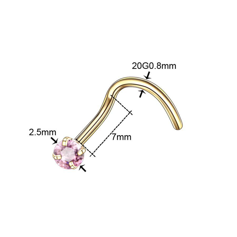 1PC 20G Steel Prong CZ Nose Screw Rings Nariz Earring Nostril Piercings Opal Twist Curved Bar Gem Nose Bone Stud Rings Jewelry