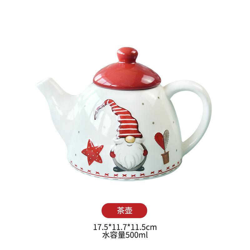 

Nordic Santa Claus Ceramic Teapot Creative Christmas Supplies Home Decor Ornament Drinkware Kettle Coffee Pot Kitchen Decoration