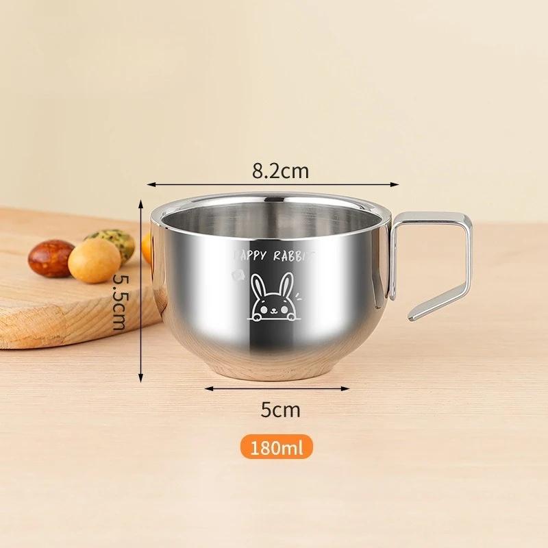 

Double-layer Rice Bowl Stainless Steel with Handle Fall Resistant Anti Scalding Child s Cutlery Home Cartoon Pattern Food Bowl
