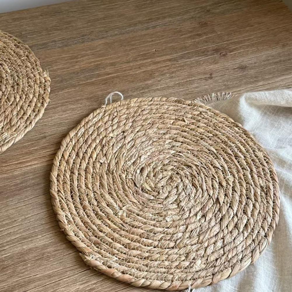 Bohemian Decor Thermal Insulation Mats Thanksgiving Dinner Natural Woven Grass Rustic Table Setting Sustainable Material