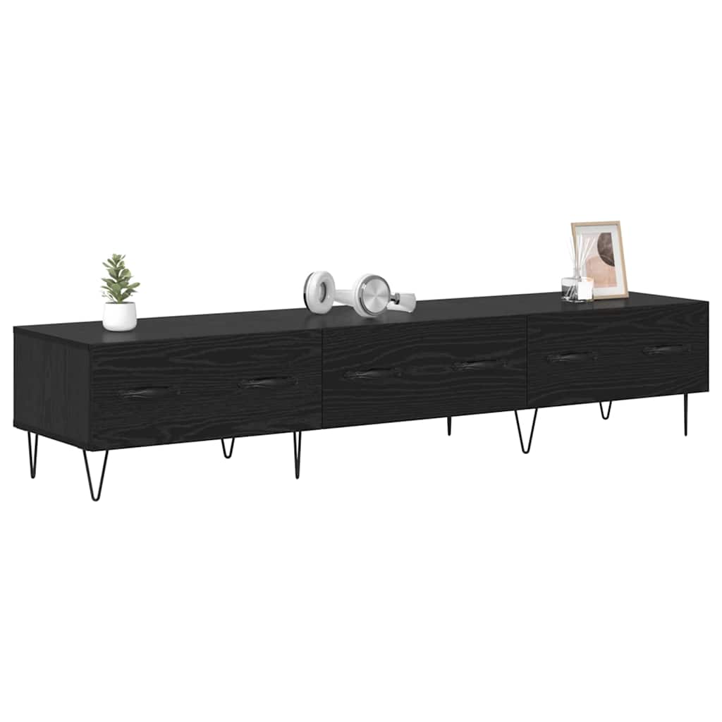 TV Stand Black Oak Effect 150 x 36 x 30 cm Particleboard