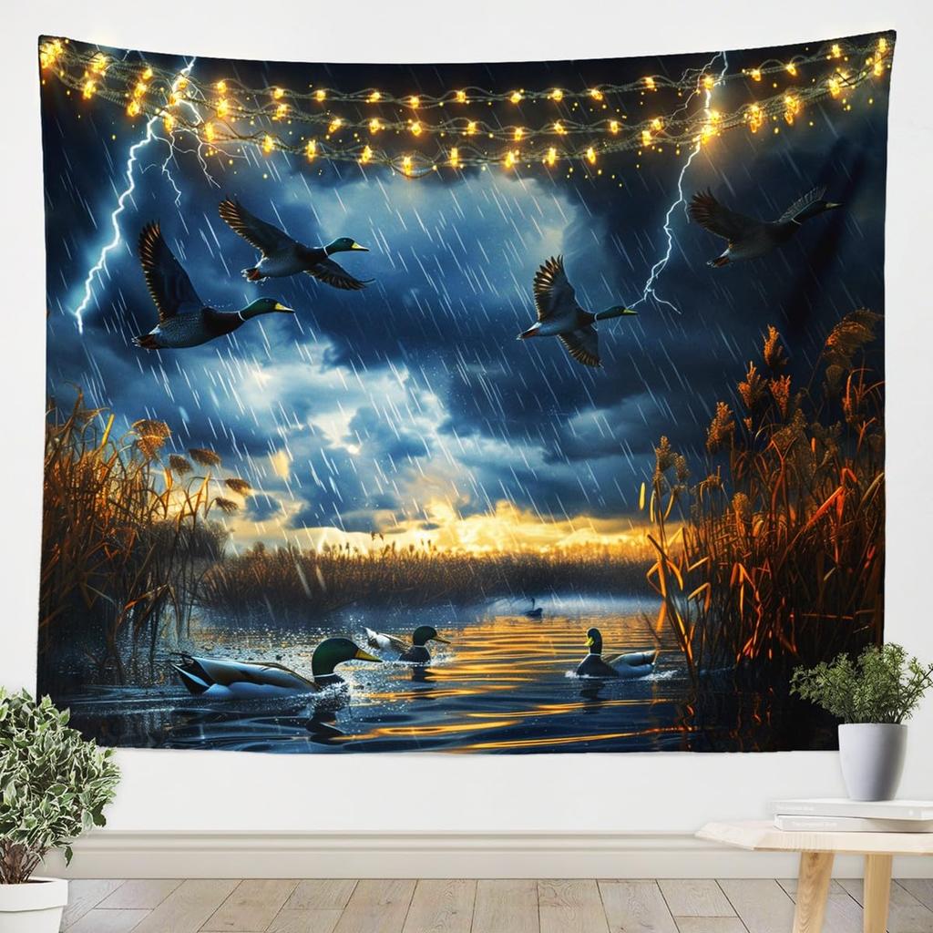 Vintage Japanese Tapestry, Red Sun and Water Reflection Print Wall Hanging with Cherry Blossom for Dorm and Living Room Decor