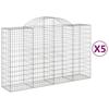 VidaXL Paniers à gabions arqués 5 pcs 200x50x120/140 cm Fer galvanisé, gabion, cage de gabion, panier de mur de gabion, mur 3146344
