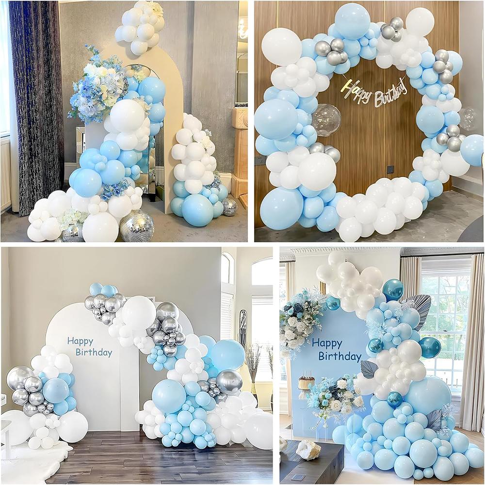 126PCS Baby Blue Balloons Garland White Blue Balloon Arch Kit Baby Shower Gender Reveal Home Birthday Party Decoration Globos