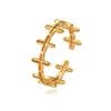 Retro Hollow Adjustable Cross Ring in Gold-Plated Stainless Steel
