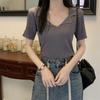 Short-sleeved T-shirt Female Thin Slim Slim Design Sense Niche Short Wind Top Bottoming Casual Essential Comfort and Style Slim Fit Pullovers Tees
