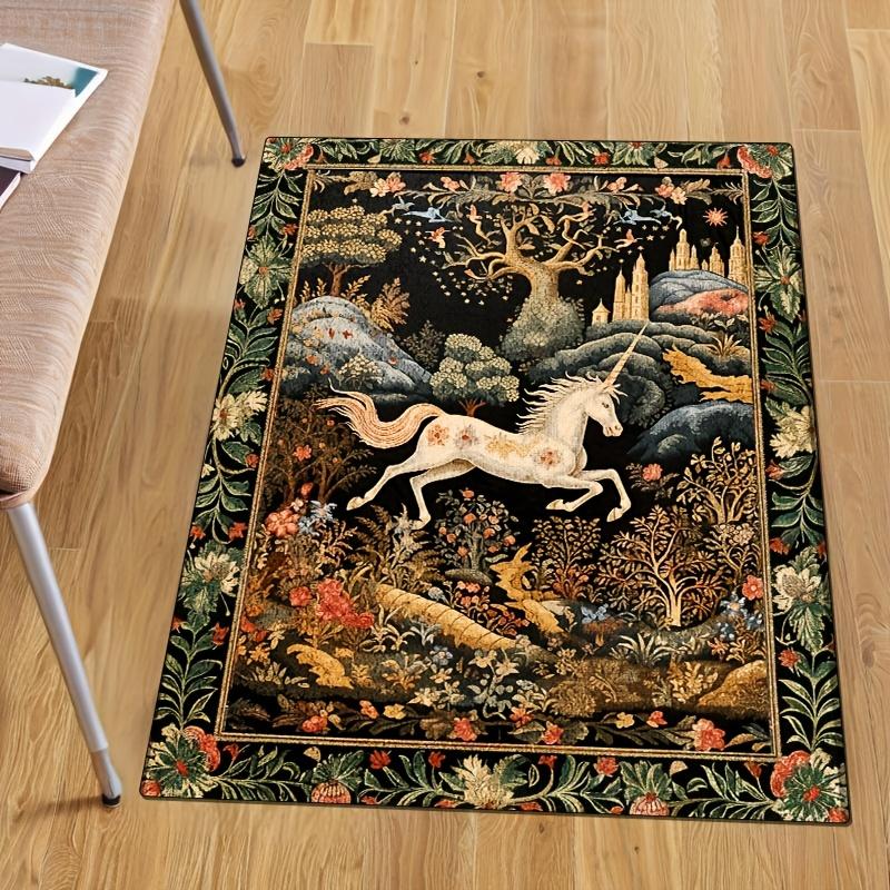 Enchanted Forest and Mythical Creature Indoor Outdoor Living Room Bedroom Kitchen Bathroom Floral and Animal Carpet Chair Mat