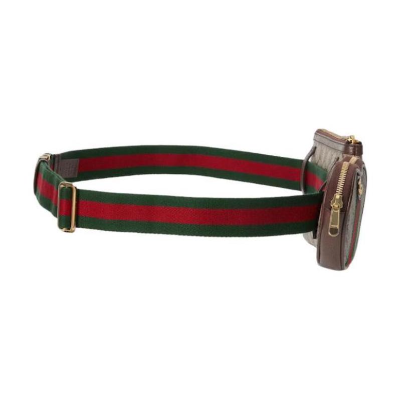 Gucci Fanny Pack Ophidia Classic All-match All-over Printed Old Flower Gold Label Logo Striped Webbing Zipper Closure Leather Trim Love Coin Bag
