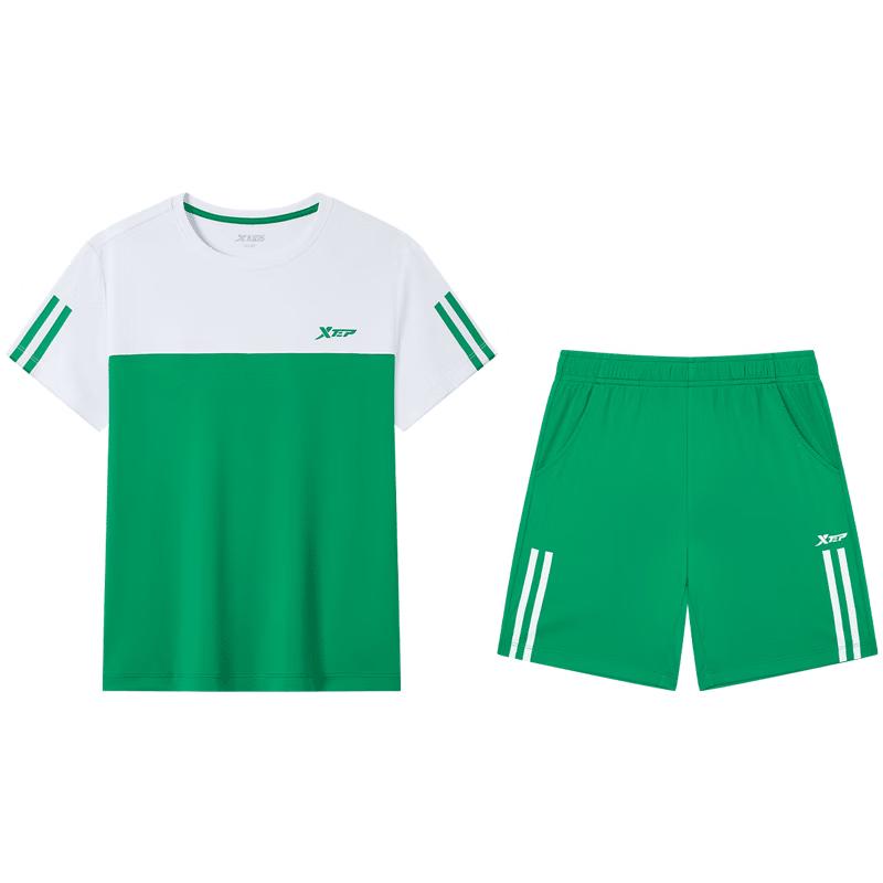 XTEP Kids Moisture-Wicking Color Block Short Sleeve Knit Set 170