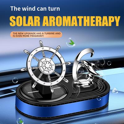 Solar Auto Lufterfrischer Drehendes Segelboot Delfin Armaturenbrett Ornament, Energiesparendes Auto Innenraum Dekoration Zubehör