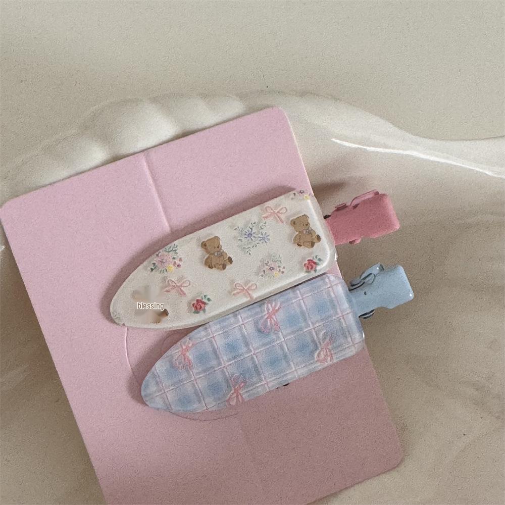 Set of 2 Cute Floral and Polka Dot Duckbill Hair Clips